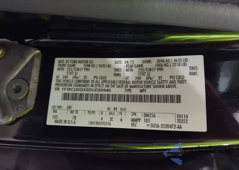 2013 Ford Escape Se from USA, damaged, VIN 1FMCU0GX0DUD50940